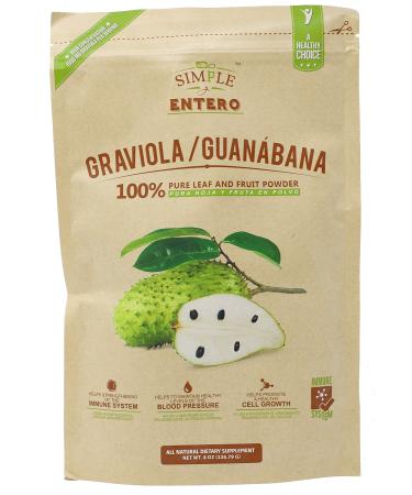 Simple y Entero Graviola / Guanabana, 100% Pure Leaf Powder, Helps You Boost Your Immune System, Vegan, 8 Oz, Bag