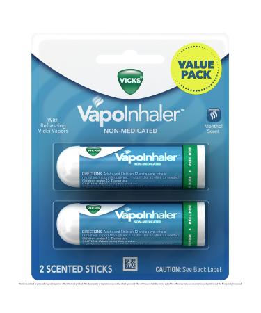 Vicks VapoInhaler Portable Nasal Inhaler Non-Medicated Soothing Vapors Menthol Scent  2 Count VapoInhaler 2ct