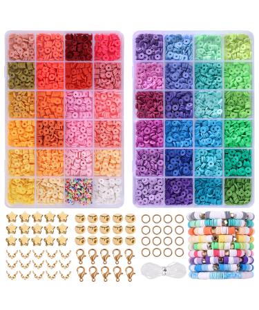 14000pcs, 136 Colors Clay Beads for Bracelet Making Kit Flat Round Polymer  Clay Beads Spacer Heishi Beads for Jewelry Making With Pendant 