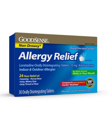 GoodSense Loratadine Orally Disintegrating Tablets, 10 mg, 24 Hour Allergy Tablets, 30 Count 30 Count (Pack of 1) Allergy Relief Loratadine Tablets