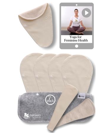 Cloth Pads Menstrual; 7-Pack + Bag (Multi S,M,L,XL) Organic Cotton Reusable  Pads Menstrual Made in EU; Reusable Period Pads Light & Heavy Flow;