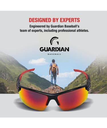 Guardian Baseball Sunglasses for Ages 10 to Adult - Sports Sunglasses for  Men, Women, and Youth - Cycling, Running, Boating Black/Red