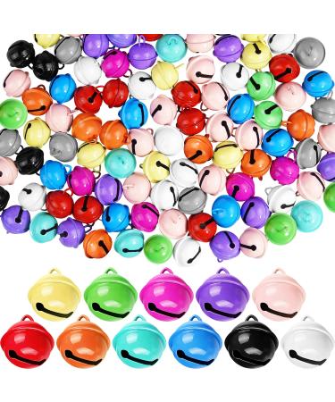 50 Pieces Assorted Colors Jingle Bells Metal Round Bells Craft Bells Small Bells Colored Christmas Bells for Christmas Wind Chimes Jewelry Ornaments Holiday Home Party Decoration Multicolored