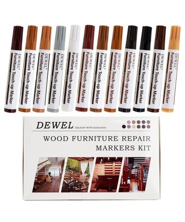 DEWEL Furniture Markers Touch Up, Upgrade Wood Furniture Repair Kit,  Premium Wood Scratch Repair Markers and Wax Sticks for Wood Stains  Scratches Hardwood Wooden Floor Tables, Set of 17