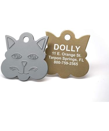 Stainless Steel Circle Pet Tag Engraved & Ring Dog Cat Name