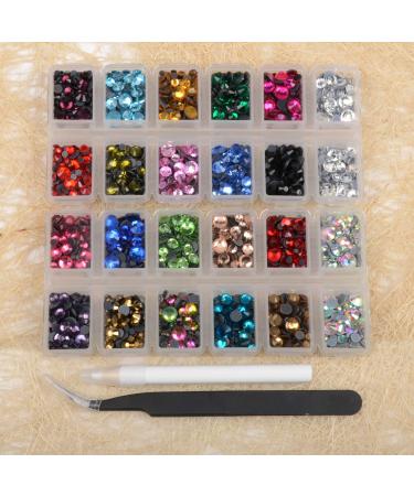 Massive Beads 6800pcs+ Flatback Glass Hotfix Iron On Rhinestones Crystal  for DIY Making with 1 Tweezer