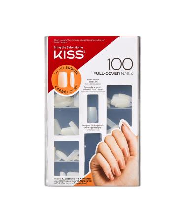KISS 100 Full-Cover Nails Kit Short Length - Short Square