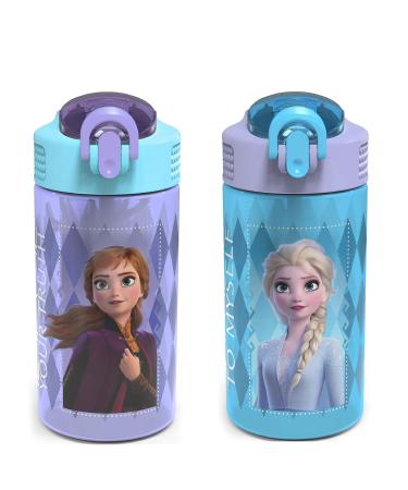  Zak Designs Frozen II 15.5oz Stainless Steel Kids Water Bottle  with Flip-up Straw Spout - BPA Free Durable Design, (Elsa And Anna)  (FRZA-S730-C) : Baby