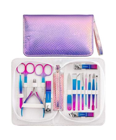 Manicure Set, Familife Manicure Kit Manicure Set Professional Nail Clippers  for Women Nail Grooming Kit Stainless Steel Pedicure Kit with Peacock Blue  Leather Travel Case Nail Kit Men and Women Gifts