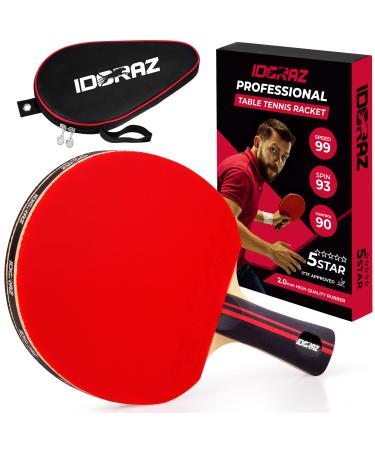 Idoraz Ping Pong Paddle Professional Racket - Table Tennis Racket with Carrying Case - ITTF Approved Rubber for Tournament Play - Best Table Tennis Paddle Single Paddle