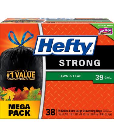 Hefty Strong 33-Gallon Extra Large Drawstring Bags Mega Pack, 48