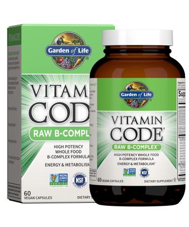 Garden of Life Vitamin B Complex - Vitamin Code Raw B Complex - 60 Vegan Capsules High Potency B Complex Vitamins for Energy & Metabolism with B6 Folate & B12 as Methylcobalamin plus Probiotics
