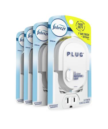 Febreze Plug In Air Freshener Fade Defy Plugs, Scented Oil Warmer, 4 Pack 4 Count (Pack of 1)