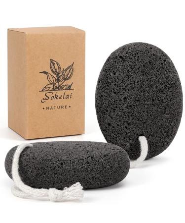 Pumice Stone for Feet 2 Pack Natural Foot Scrubber Pummis Pumas Stones for Hard Skin Callus Remover Foot File Exfoliation Pedicure Tools Lava Pumice Rock for Heels Hands to Remove Dry Dead Skin Pumice Stone ( 2 pack )