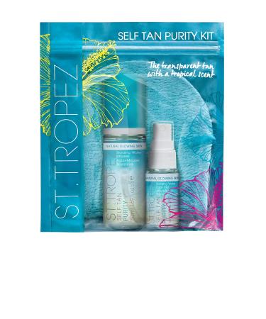 St. Tropez Self Tan Purity Mini Kit, Self Tanning Set for a Natural Glow, 100% Clean Water Tanning Mousse and Face Mist, Vegan-Friendly with Tropical Scent, Natural Golden Self Tanner, 1ct