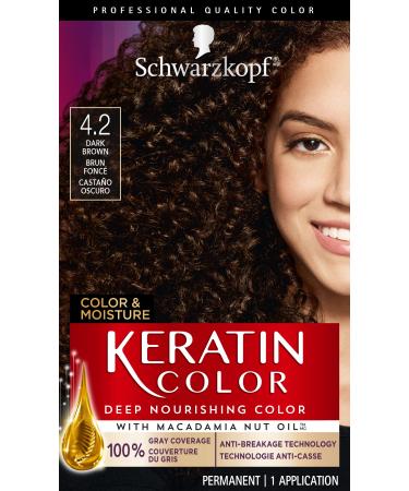 Schwarzkopf Keratin Color  Color & Moisture Permanent Hair Color Cream  4.2 Dark Brown