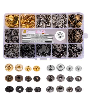 Toututu 120 Sets Leather Snap Fasteners Kit  12.5mm Metal Snap Buttons Press Studs with 4 Setting Tools  6 Color Leather Snaps for Clothes  Jackets  Jeans Wears  Bracelets  Bags