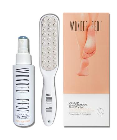Callus Remover Instant Exfoliating Softener Peel Feet Spray - Double Sided Foot File - Heels Callus Scrubber  Home Spa Pedicure Treatment. Wonder Pedi. File and Softener Foot File + SOFTENER