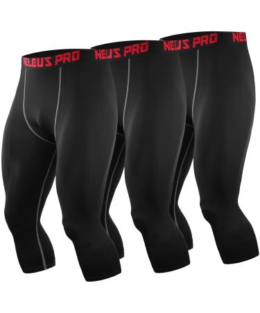 NELEUS Women's Workout Compression Yoga Shorts with Pocket Small 9005# 3  Pack black/Grey/Red