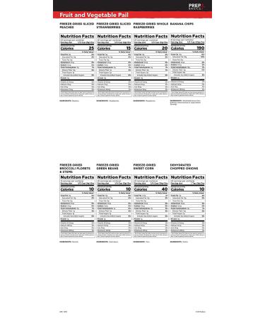  Prep Basics Fruits & Vegetables Variety, Emergency Food Supply, Freeze-Dried and Dehydrated, 4,210 Total Calories, 63 Total Grams  Protein, Up to 30 Year Shelf Life