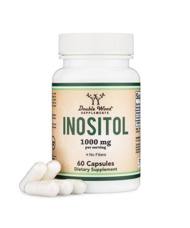 Inositol Capsules (Myo Inositol) 1000mg PCOS Supplements for Women (60 Count) Hormone Balance and Fertility Support (Manufactured in The USA, No Fillers, Vegan Safe, Gluten Free) by Double Wood