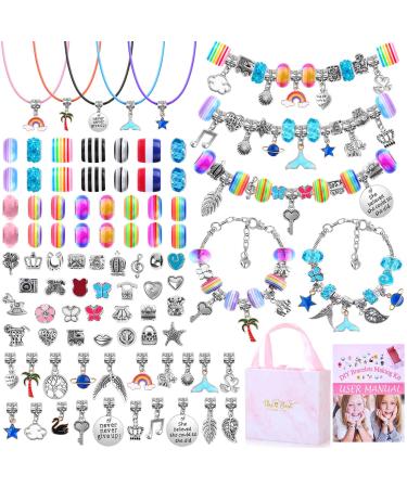  DIY Bracelet Making Kit for Girls, Thrilez 97Pcs Charm Bracelets  Kit with Beads, Pendant Charms, Bracelets and Necklace String for Bracelets  Craft & Necklace Making, Gift Idea for Teen Girls