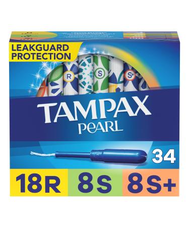 Tampax Pearl Tampons Regular Absorbency with LeakGuard Braid Unscented