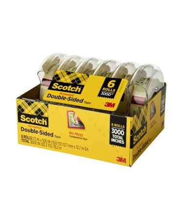 Scotch Double Sided Tape  1/2 in x 500 in  6 Dispensered Rolls (6137H-2PC-MP)