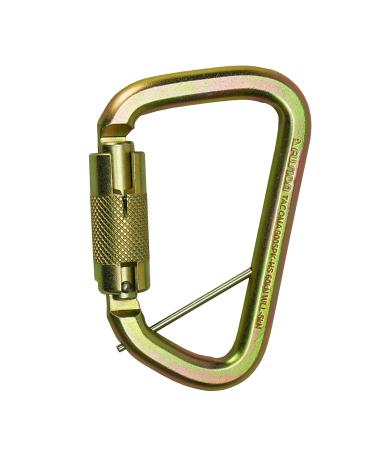 Fusion Climb Tacoma Steel High Strength Auto Lock Modified D-Shaped Steel Carabiner, Steel Clip GOLD