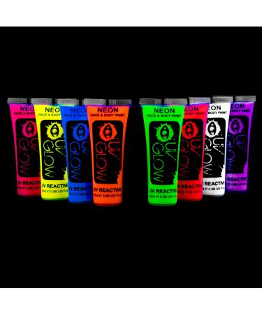 UV Glow Blacklight Face and Body Paint 0.34oz - Set of 7 Tubes - Neon Fluorescent