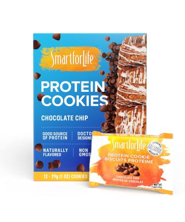 SMART FOR LIFE Chocolate Chip Protein Cookies - High Protein Cookie Diet - 12 Count - Meal Replacement - On-The-Go Snack - Low Sugar Low Calories Super High Fiber Cookies - Protein Snack 12 Count (Pack of 1)