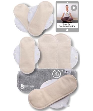 Cloth Pads Menstrual Light Flow; 6-Pack (S+M) Organic Cotton Reusable Pads  Menstrual Made in EU; Small & Medium Reusable Period Pads; Reusable