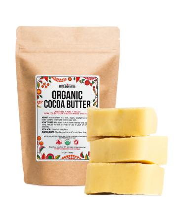 Better Shea Butter Organic Cocoa Butter | Raw  Unrefined  Food Grade | USDA Certified | Use as Lip Balm  Stretch Marks Cream  Scars Oil  Whipped Body Lotion | Skin and Hair Moisturizer | 16 oz 16 Ounce (Pack of 1)