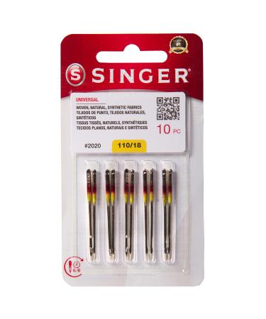 SINGER 10-Pack Universal 2020 Sewing Machine Needles, Size 110/18