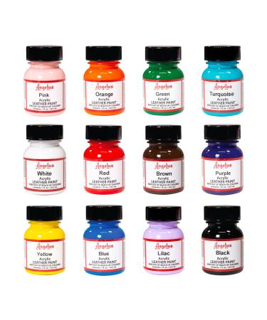 Angelus Neon Acrylic Leather Vinyl Paint Starter Kit / Set 12 1 oz Bottles
