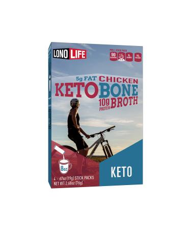 LonoLife - Chicken Bone Broth Sticks - 10g Collagen Protein - Grass-Fed, Gluten-Free - Keto & Paleo Friendly - Portable Individual Packets - 0.53 Ounce (Pack of 4)