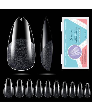 Gelike EC 240PCS Soft Gel Nail Tips Kit - Clear Cover Full Nail Extensions - Medium Almond Pre-shaped Acrylic False Gelly Nail Tips 10 Sizes for DIY Salon Gift Nail Extensions A1- 240pcs Medium Almond