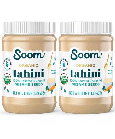 Soom Foods Ground Premium Sesame Tahini Paste 16oz (2 Pack) | Silky Smooth  Texture in Hummus, Dips, Dressings | Vegan, Nut-Free, Gluten-Free