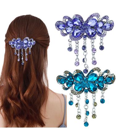 2pcs Crystal Rhinestone Hair Clips, Sparkly Diamante Hair Clips For Women  Girls,ponytail Hair Clips Hair Accessories For Wedding