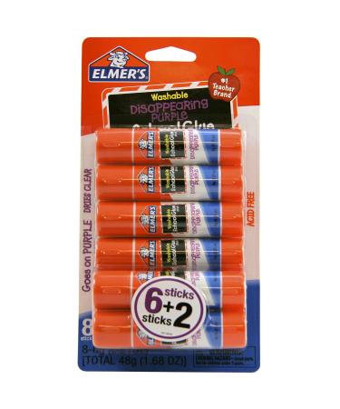 Elmer's Washable Dissappearing Purple School Glue Sticks, 3 Pack, 6 grams  Each (E520)