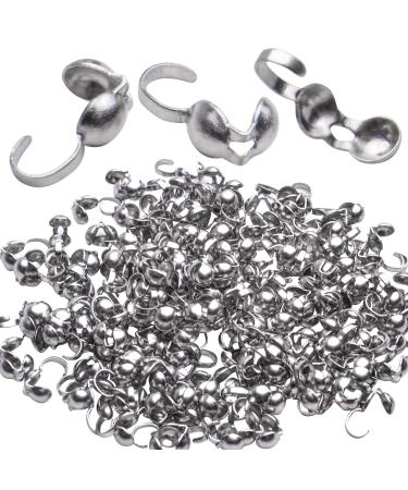 Stainless Steel Cord Ends Open Clamshell Crimp Bead Tips End Caps