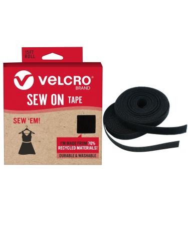 VELCRO Brand Sleek and Thin Stick on Tape for Fabrics 24in x 3/4in White  Adhesive Back No Sewing 