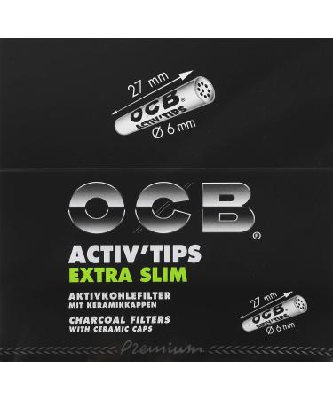 50 OCB slim 6mm activated Charcoal filters ACTIV'TIPS SLIM with ceramic caps