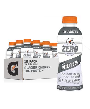 Gatorade Zero With Protein, 10g Whey Protein Isolate, Zero Sugar, Electrolytes, Glacier Cherry, 16.9 Fl Oz, 12 Pack