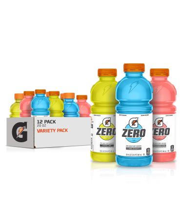 Gatorade Zero Sugar Thirst Quencher, Cool Blue Variety Pack, 20 Fl Oz (Pack of 12) Zero - Cool Blue Variety Pack