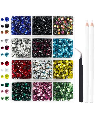 OUTUXED 1725pcs Clear Rhinestones Stickers Self Adhesive Bling Gems Jewels  Stickers Stick on Rhinestone Strips for Hair Face Nail Makeup Clothes Shoes  Bags DIY Craft Assorted Size