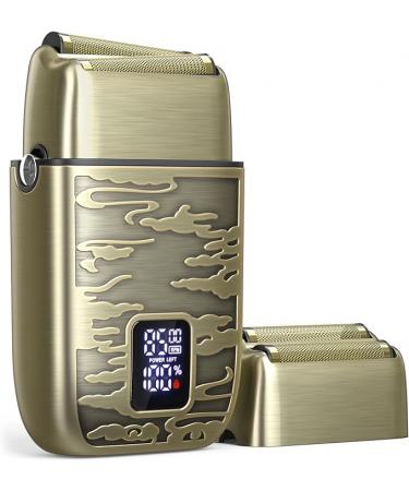 GLAKER Electric Razors for Men - Compact Foil Shaver with 3 Adjustable Speed & Extra Replacement Foil Blade Cordless Barber Face Shavers for Bald Head & Sensitive Skin Ideal Gifts for Men (Bronze)