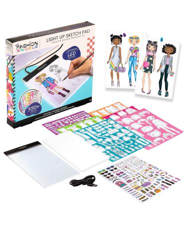Fashion Angels Fashion Design Light Up Sketch Pad 12521  Light Up Tracing Pad  Includes USB  Ultra Thin Tablet  Includes Stencils and Stickers  Recommended for Ages 8 And Up