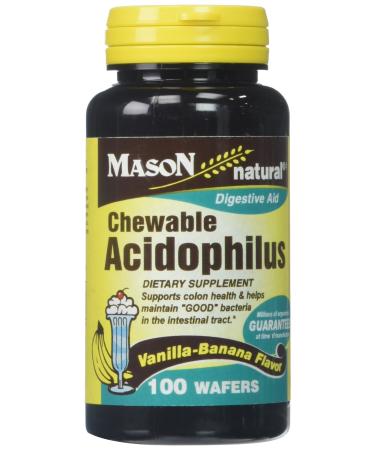MASON NATURAL Acidophilus 20 Million Cfu - A Healthy Digestion Improved Gastrointestinal Health Vanilla Banana Flavor 100 Chewables