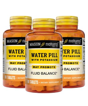 Mason Natural Water Pill with Potassium and Calcium - Supports Fluid Balance Helps Relieve Bloating and Swelling Natural Diuretic Supplement 90 Tablets (Pack of 3)